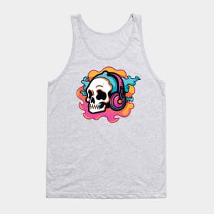 Music in My Bones. Colorful Skull Wearing Headphones. Creepin it real Tank Top